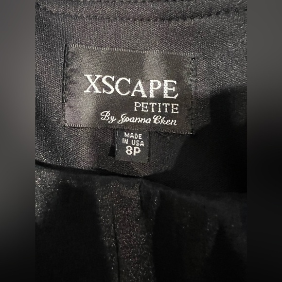 Xcape Petites by Joanna Chen Black Taffeta Peplum Dress, Size 8P - Picture 5 of 6